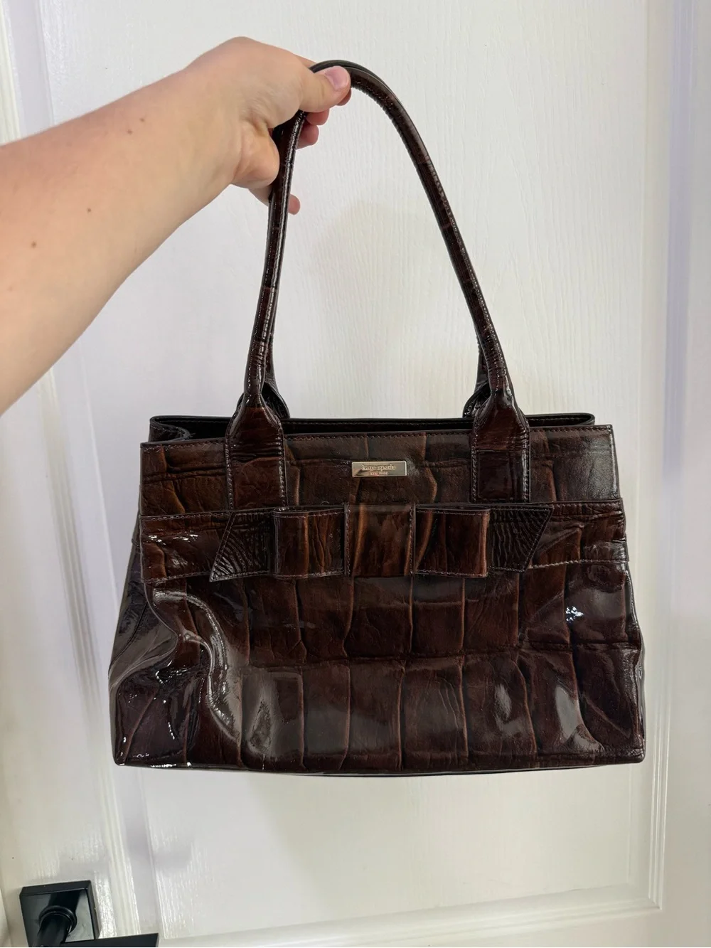 Y2K Kate Spade Croc-Embossed Brown Bag